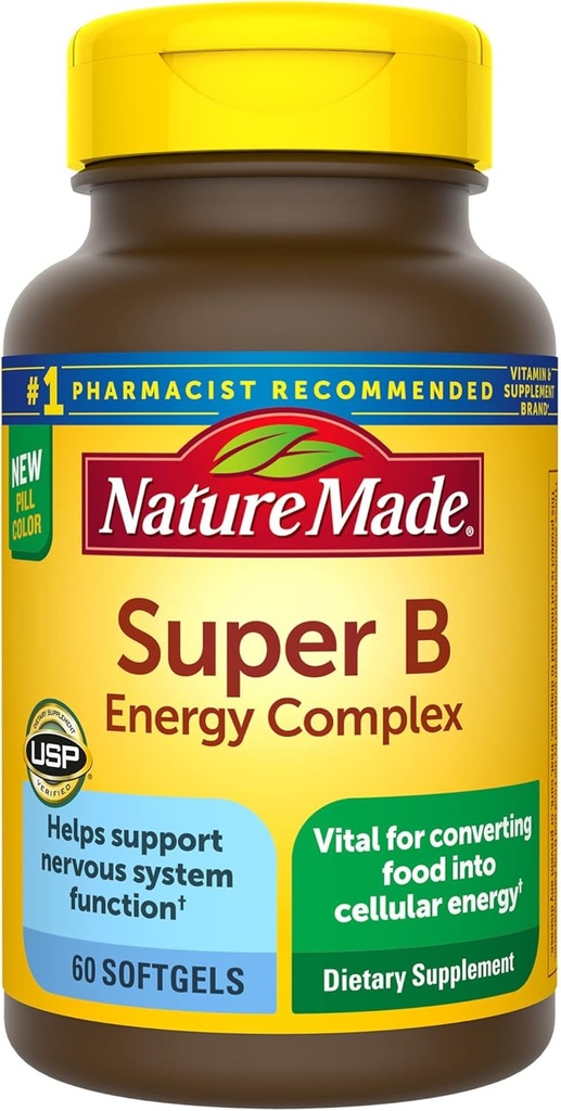 Super B Energy Complex, 뇌 세포 기능 지원을위한 다이어트 보충, 60 Softgels, ...