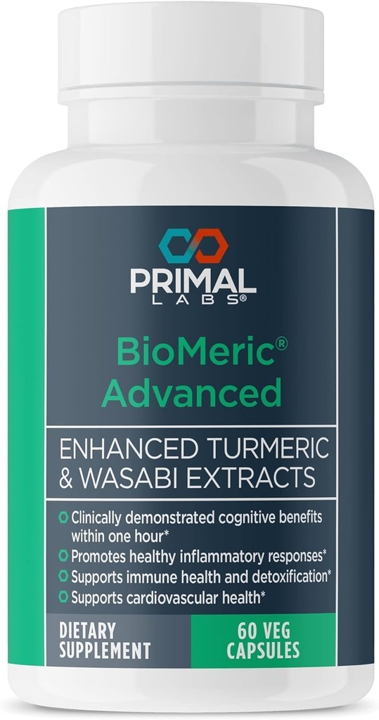 BioMeric Advanced - Turmeric Curcumin 및 Wasabi 추출물 - 60 캡슐