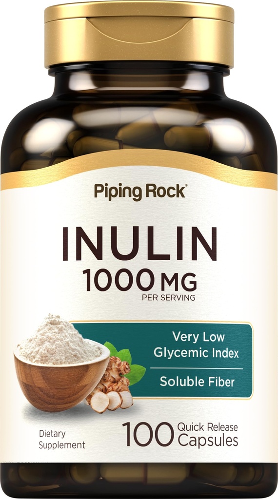 배관 바위 유기 인슐린 캡슐 1000 mg | 100 개 | 낮은 글리세라이드 색인 | 수용성 섬유 보충교재 | Non-GMO, 글루텐 무료
