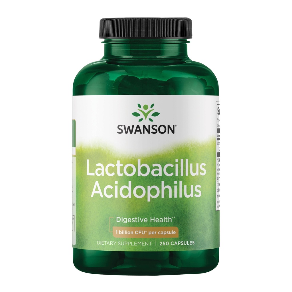 성인을 위한 Swanson Lactobacillus Acidophilus Probiotic는 1억 CFU를 가진 매일 소화하고 활 건강 지원 - 산성 저항하는 (250의 캡슐)