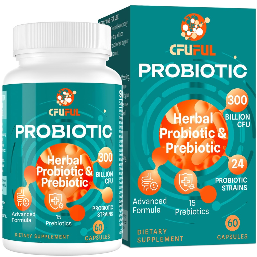 여성 및 남성을위한 프로 바이오 틱 - 300 억 CFU, 24 Strains Probiotic + 15 유기 허브 프리 바이오 틱스 혼합, 전반적인 소화 Gut 건강, 면역, 변비 및 출혈, 선반 안정 - 2 개월 공급