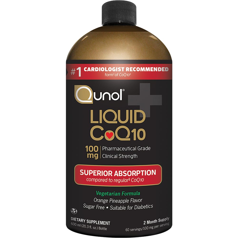 Qunol 액체 CoQ10 100mg의 Coenzyme Q10의 우량한 흡수 자연적인 보충교재 모양, 심장 건강을 위한 산화 방지제, 오렌지 파인애플 맛, 60 서빙, 20.3 oz 병