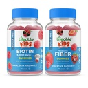 Lifeable Sugar Free Biotin Kids + Preciotic Fiber Kids, Gummies Bundle - 훌륭한 타스팅, 비타민 보충, 글루텐 무료, GMO 무료, Chewable Gummy
