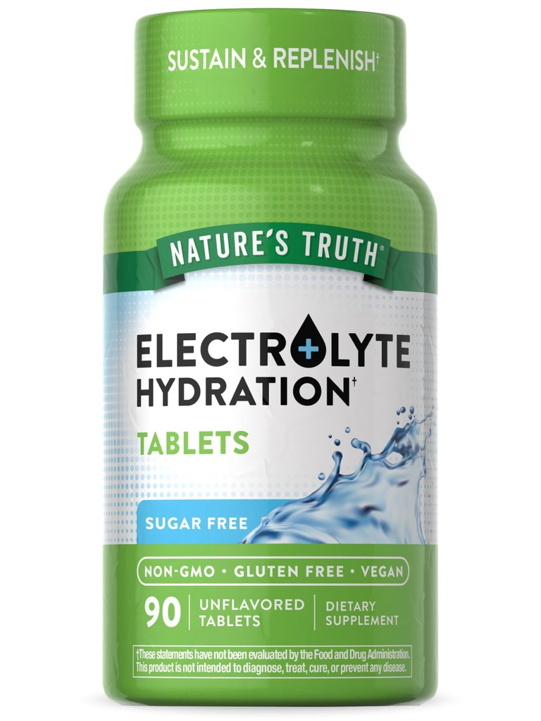 Nature's Truth Electrolyte Tablets | No Sugar | 90 개 | Vegan, Non-GMO & Gluten Free Hydration Supplement | 미네랄 포함