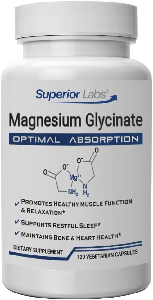 우량한 실험실 마그네슘 글리세라이드 1250 mg, 높은 흡수, 순수한 비 GMO의 지원 질 잠, Eases 근육 크림프, 뼈 & 심장 건강, 120의 볼트 모자