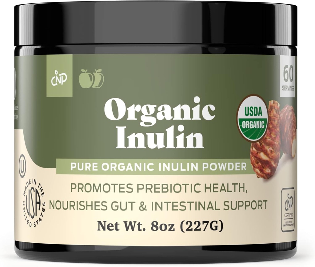 순수한 유기 Inulin 분말 섬유 보충교재 - (Jerusalem Artichoke) Prebiotic 대량 Inulin 섬유 분말 8oz Digestion & Gut 건강