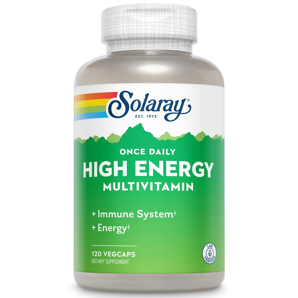 SOLARAY 높은 에너지 Multivitamin, 아니 철, 1/일, Timed-Release 공식, 전체적인 음식 & 허브 기초 120 VegCaps