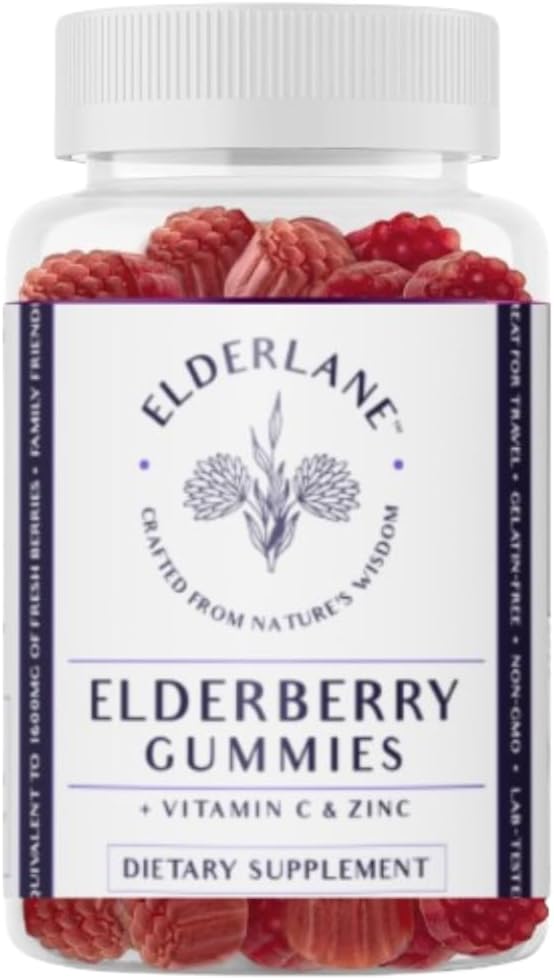 성인과 아이를 위한 엘더란 엘더베리 Gummies - 면역 지원 - 비 GMO, 비건, 글루텐 자유로운, 젤라틴 자유로운 - 60ct, 100mg