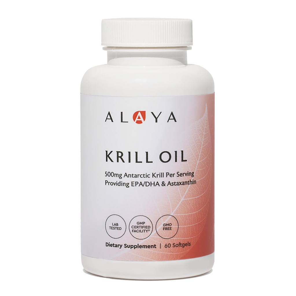 Alaya Naturals - 포스포 지질, EPA / DHA 오메가 3 및 Astaxanthin - Non-GMO - PCB 테스트 크릴 오일 - 60 Softgels