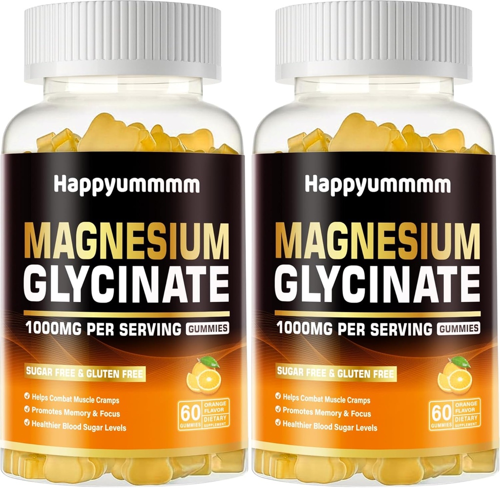 마그네슘 글리세린 Gummies 1000mg - 비타민 D, B6, Calm Mood & Sleep Support - 120 오렌지 Gummies를 가진 설탕 자유로운 마그네슘 칼륨 보충교재.