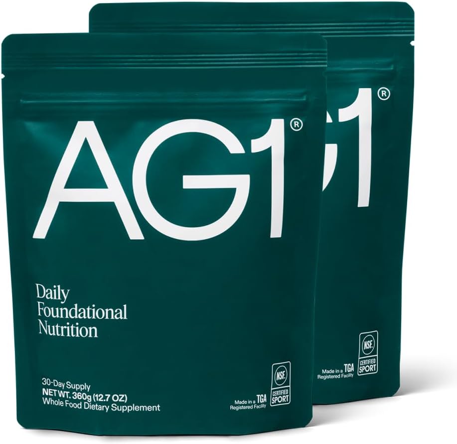 AG1 그린 분말 보충 | 개량 계 건강 | Multivitamin, Probiotic, 글루텐 프리, 비건 및 케토 친화적 인 | 75 비타민 (Athletic Greens) - 2 팩, 클래식 포뮬러 (포켓 당 30 인분)