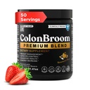 ColonBroom 프리미엄 파우더 보충 (Strawberry) - Colon Broom Psyllium Husk 섬유 분말 음료 - Gluten Free, Bloating Relief & Gut Health 용 Non-GMO Colon Cleanse, 50 서빙