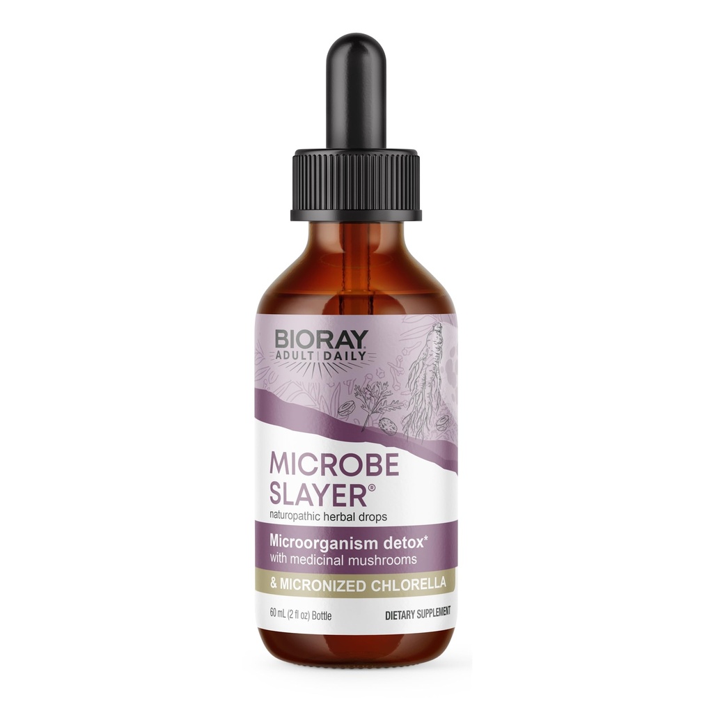 BIORAY Daily Microbe Slayer - 2 fl oz - Intestinal Microbes & Nourishes The Liver의 균형 - 비 GMO, 채식주의, 글루텐 무료