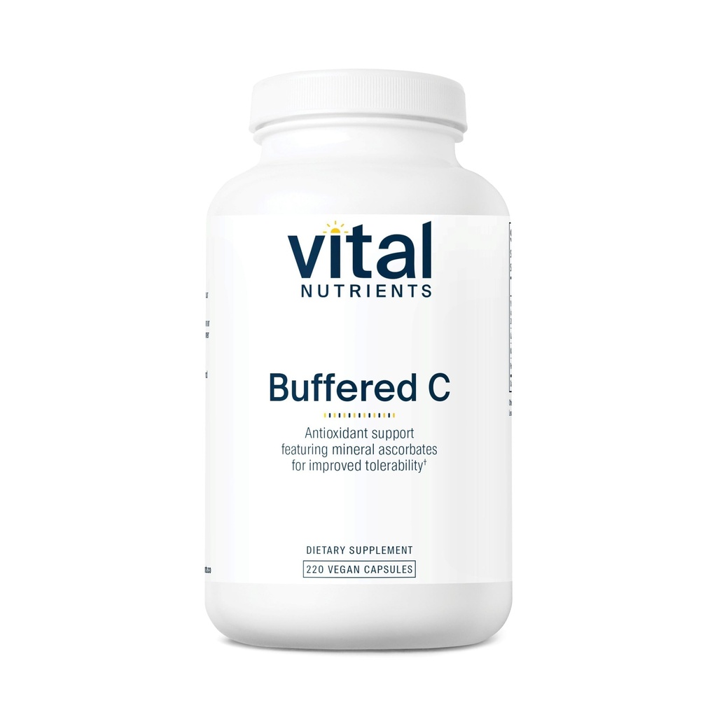 Vital Nutrients Buffered Vitamin C 500mg | Vegan Gentle Vitamin C for Sensitive Individuals* | Immune Support Supplement* | 글루텐, 다이어리 및 소이 무료 | 비 GMO | 220 캡슐