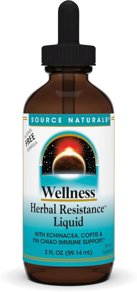 Echinacea, Coptis 및 Yin Chiao, Immune 지원* - 알콜 자유로운 2개 OZ를 가진 Source Naturals Wellness 초본 저항 액체