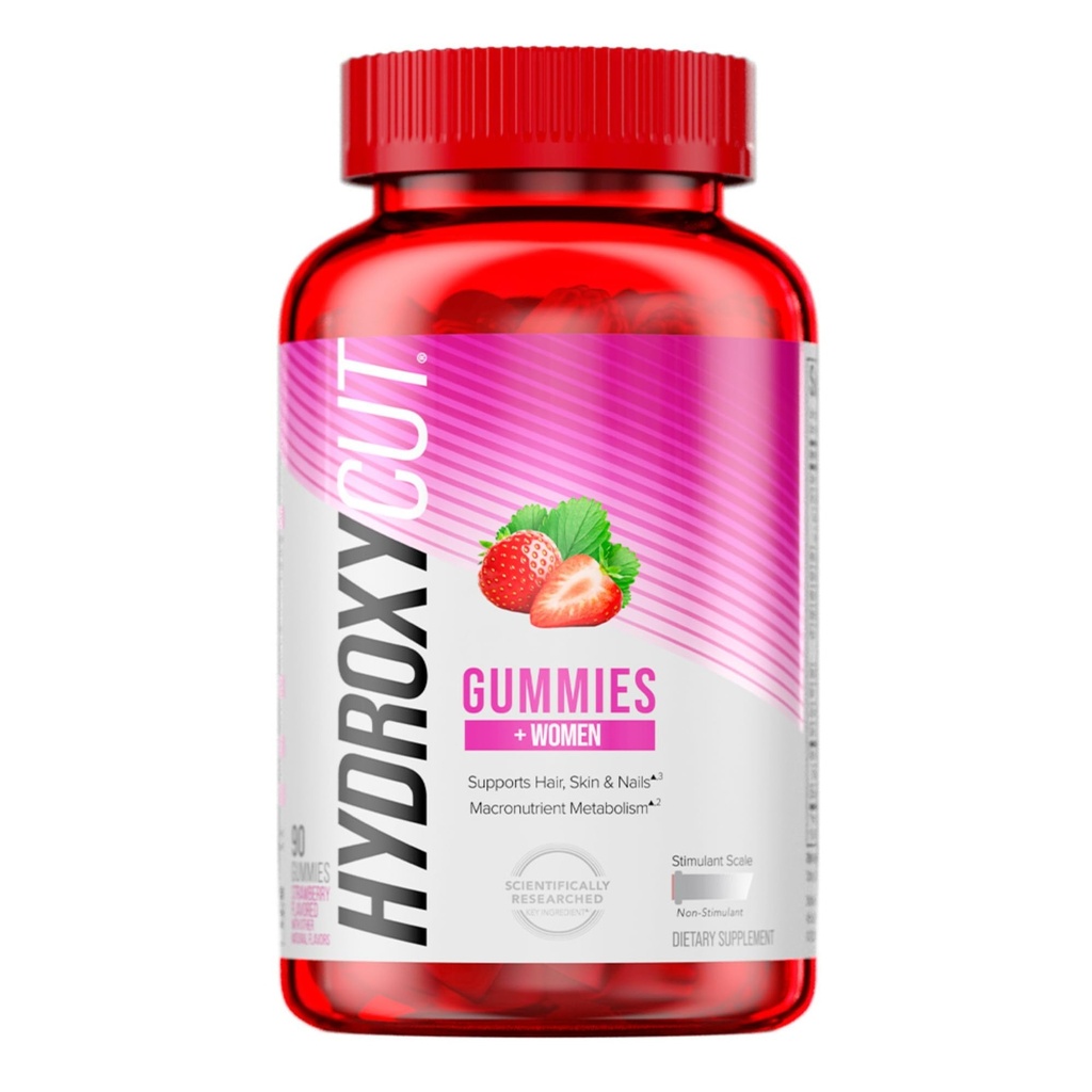 Hydroxycut Gummies +Women, Strawberry - 99 % 카페인 무료 - 헤어, 피부 및 손톱 지원 - Carbs, 단백질 및 지방을 대사