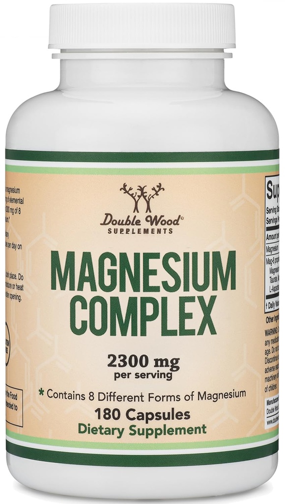 마그네슘 복합 보충 180 캡슐 (426mg 원소 마그네슘은 마그네슘의 8 다른 모양의 2,300mg에 의해 제공된 마그네슘) MAG-8는 두 배 나무에 의하여 마그네슘의 100% 매일 추천된 가치를 제공합니다