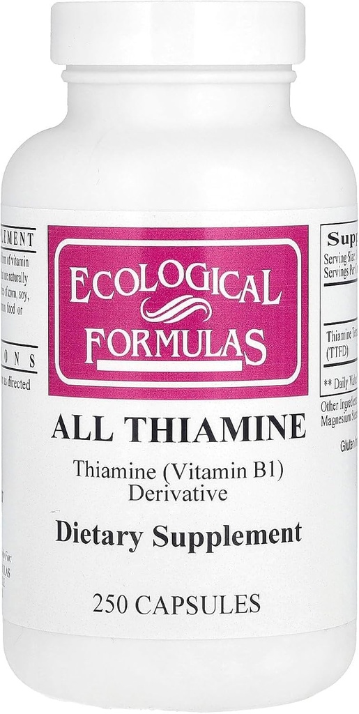 생태 공식 Allithiamine 비타민 B1 캡슐, 50 mg, 250 조사