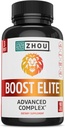 Zhou Boost Elite - 에너지 보충, Tribulus, Fenugreek, Ginseng 및 Maca와 남성을위한 천연 근육 지원 알약 - 90 Veggie 캡슐