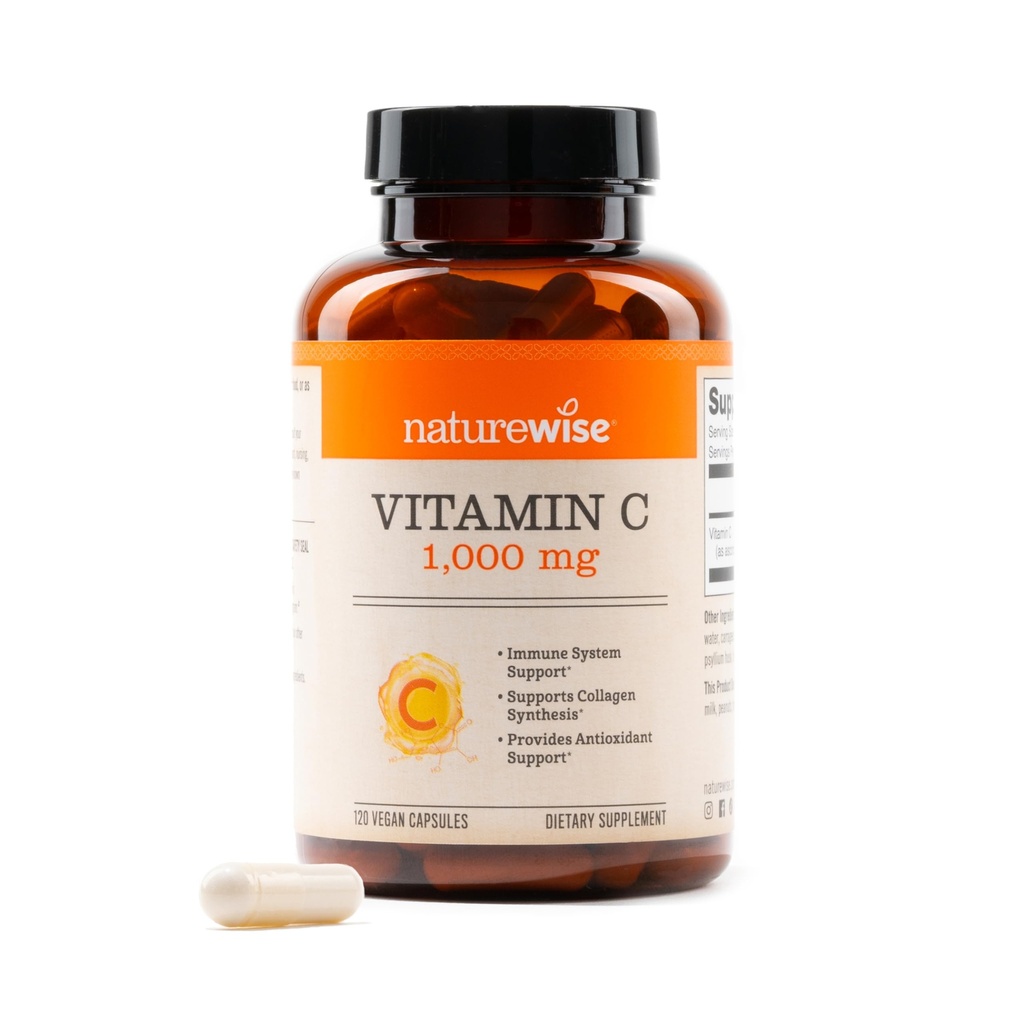 NatureWise 비타민 C 1000mg 캡슐 - 매일 산화 방지제 & 면역 지원 - 비 GMO, 미국 제조 - 120 캡슐 [120 일 공급]