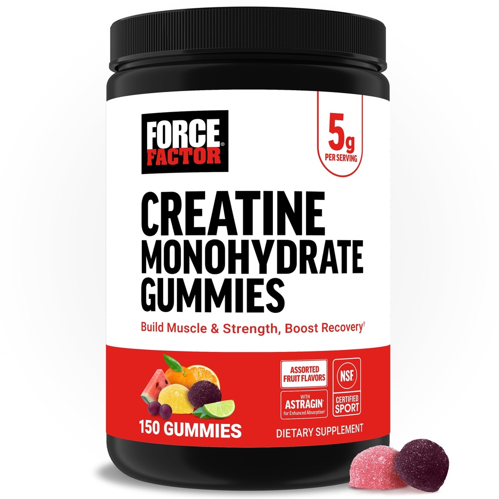 힘 요인 크레아틴 Monohydrate Gummies, 남자를 위한 5g 복용량 & 근육, 힘, 회복, Cognitive 건강 & 기억, 분류된 과일 풍미, 150 Gummies