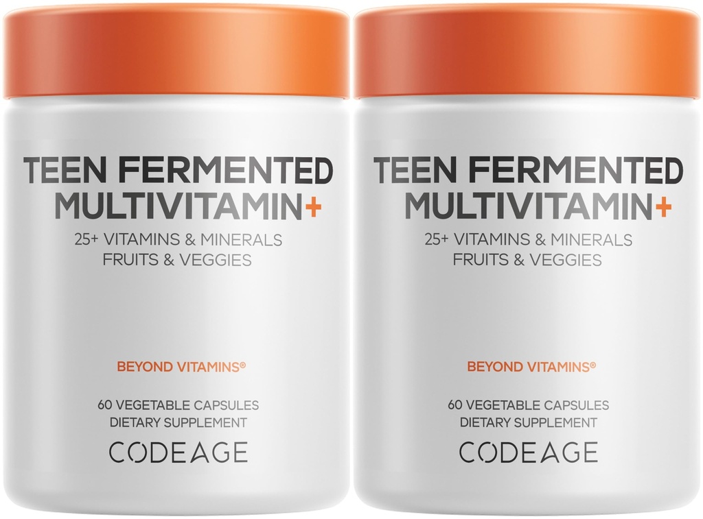 Codeage 비탄 Multivitamin 보충교재 – 십대 소년과 소녀를 위한 매일 비타민 그리고 무기물 – Omega-3와 비타민 A를 가진 유기 전체적인 음식 공식 - 2 팩