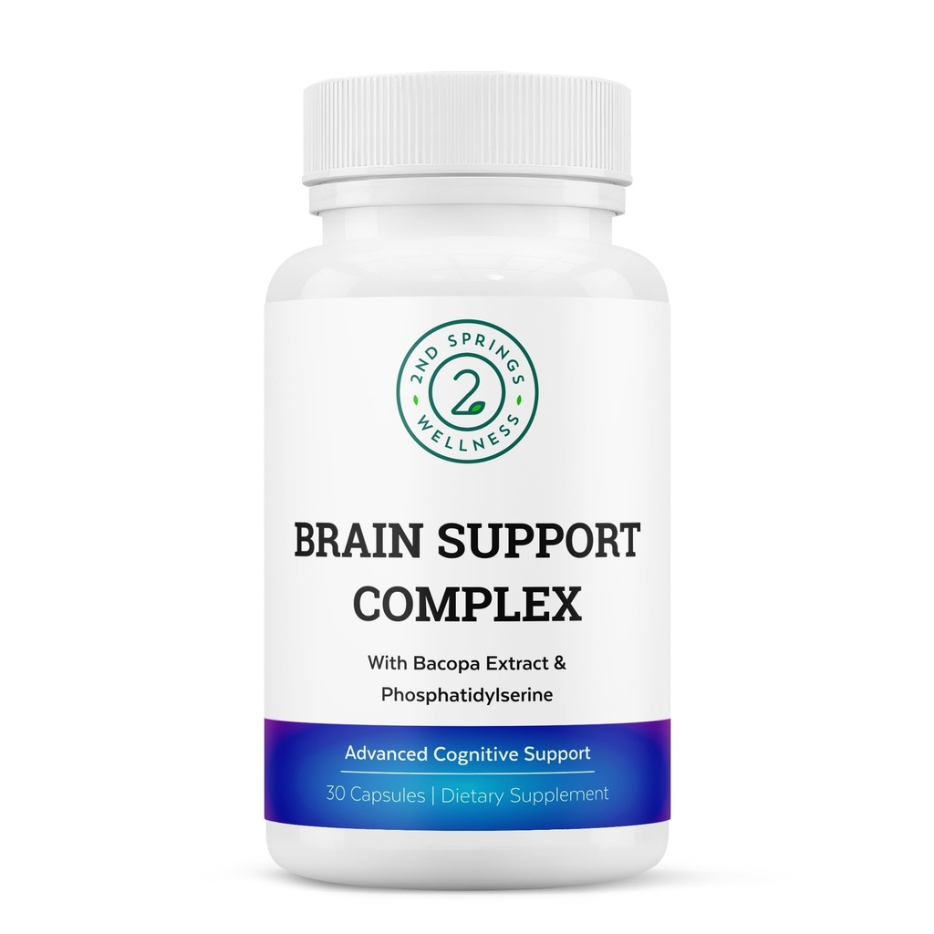 Brain Support Complex - Ginkgo Biloba, Bacopa Monnieri, Phosphatidylserine, Huperzine-A, St. John 's Wort - 30 Ct와 고급인지 지원 보충