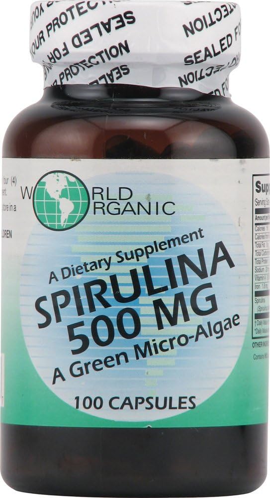 세계 유기 Spirulina - 500 mg - 100 캡슐
