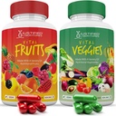 Justified Laboratories (2 Vital Fruits and Veggies Supplement Red & Green Superfoods Whole Food Non GMO Vegan Friendly 180 Veggie 캡슐 2 병 세트