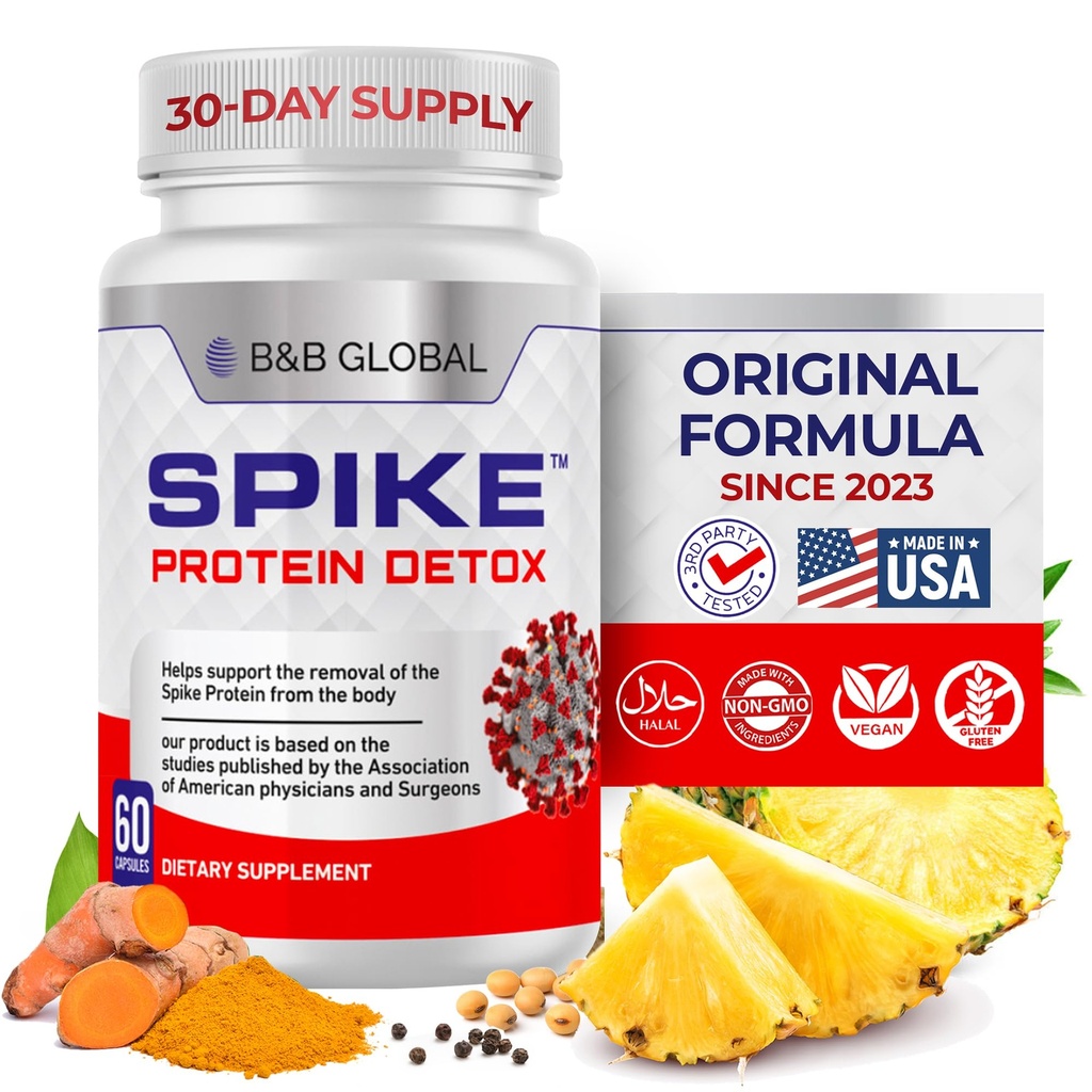 Spike Protein Detox - 단백질 균형을위한 스파이크 지원 보충 - Nattokinase 4000Fu, Bromelain 500mg, Curcumin 1000mg과 3에서 1 혼합 - 미국 - 60 캡슐, 30 일 공급