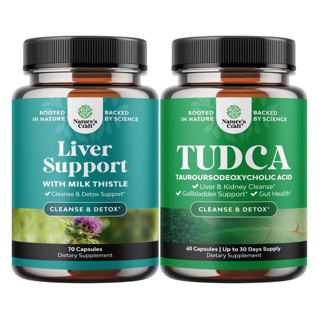 Liver Cleanse Detox & Repair Formula and Advanced TUDCA Liver Support Supplement의 번들 - 우유 이틀 다 델리 뿌리 심황과 Artichoke Extract - 추가 강도 TUDCA 500mg Bile Salt