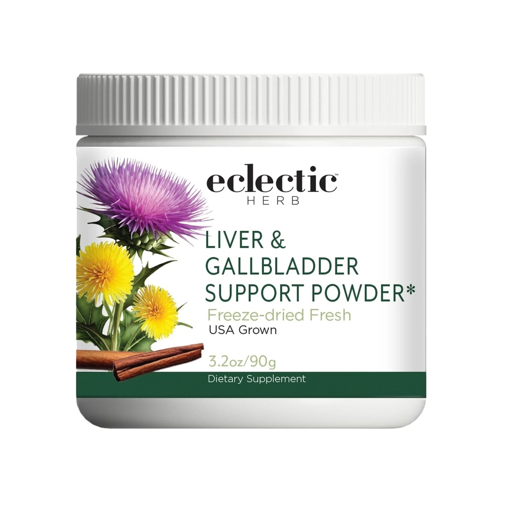 ECLECTIC INSTITUTE Raw Freeze-Dried Non-GMO Organic Liver and Gallbladder Support | 우유 이틀, 베트 주스, 다델리온, 터미, 계피와 함께 전체 식품 분말 | 90 그램