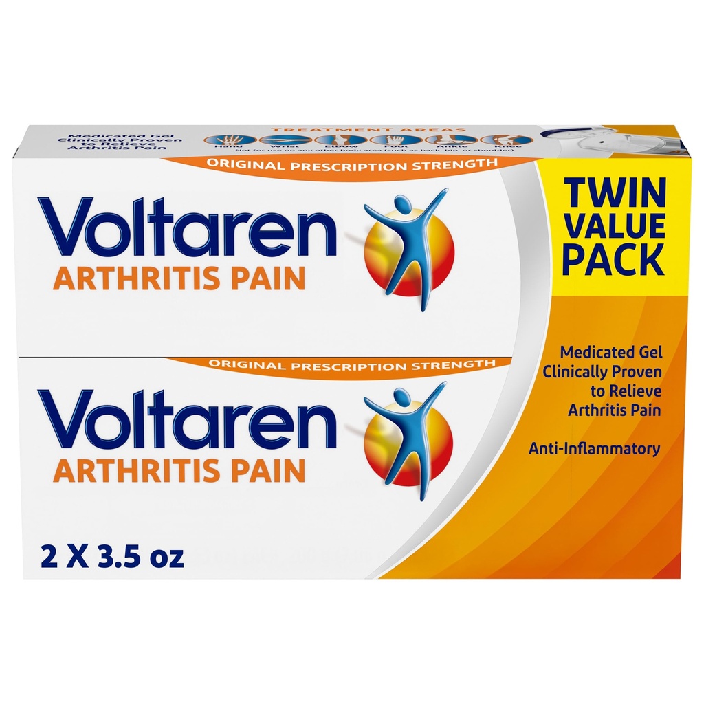 Diclofenac을 가진 강력한 화제 관절염 고통 구호를 위한 Voltaren 관절염 고통 젤 - 새로운 쉬운 열려있는 모자 - 100 g x 2