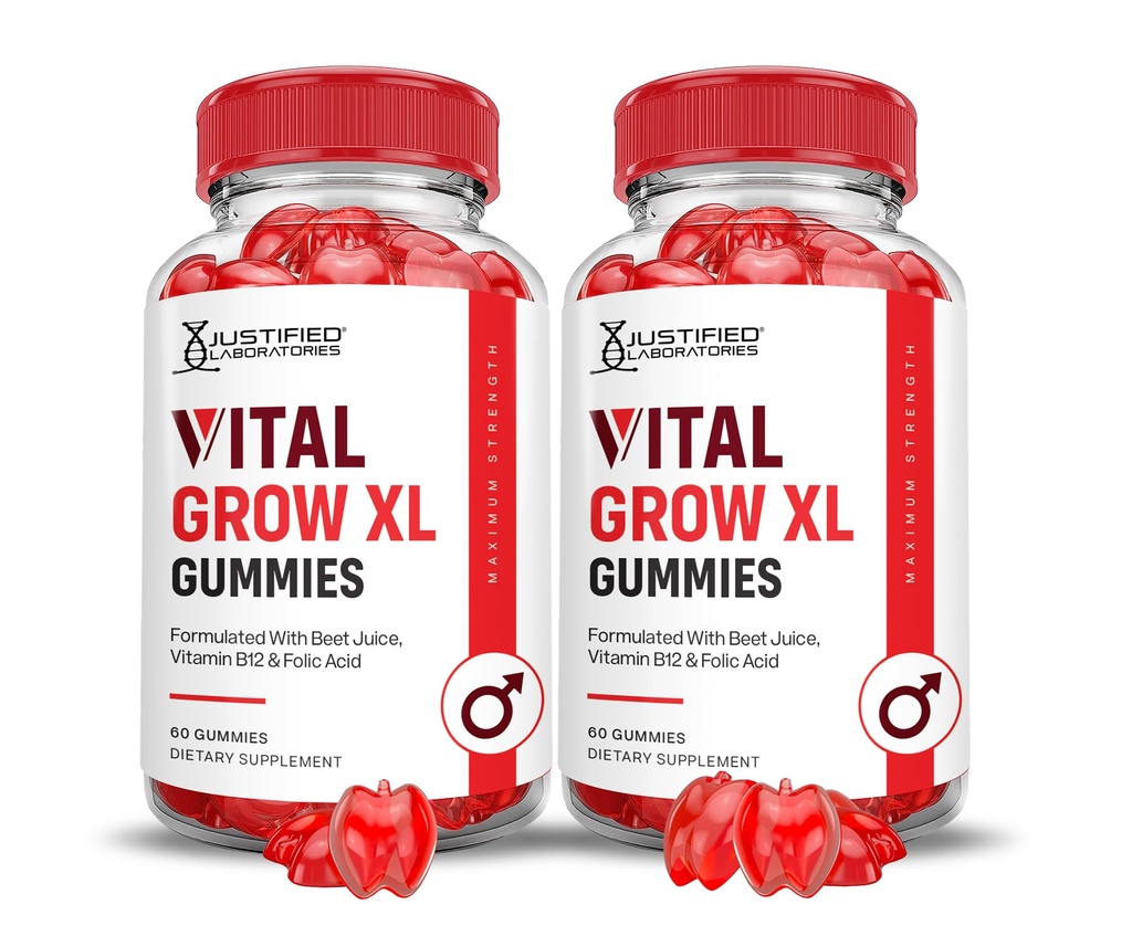 Justified Laboratories (2 팩 Vital 성장 XL 성능 Gummies 1000MG 고급 공식 ACV Pomegranate Beet 주스 분말 B12 Vegan 비 GMO 120 Gummys