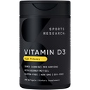스포츠 연구 비타민 D3 1000iu (25mcg) 코코넛 오일과 주입 ~ 면역 & 뼈 지원 ~ 비 GMO Verified, Soy & Gluten 무료 (360 미니 액체 Softgels)
