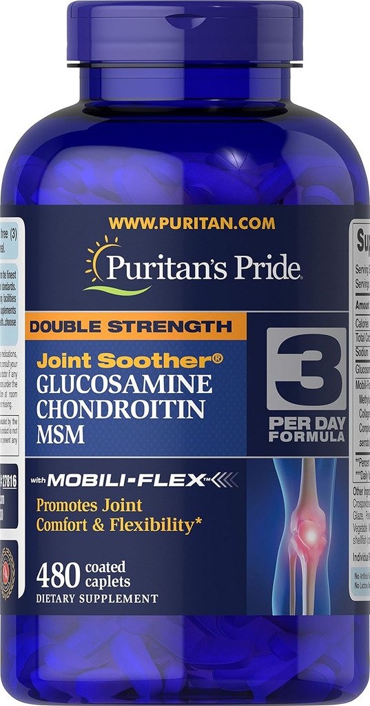 Puritan의 Pride Glucosamine, Chondroitin & MSM 캡슐, 일 공식 당 3