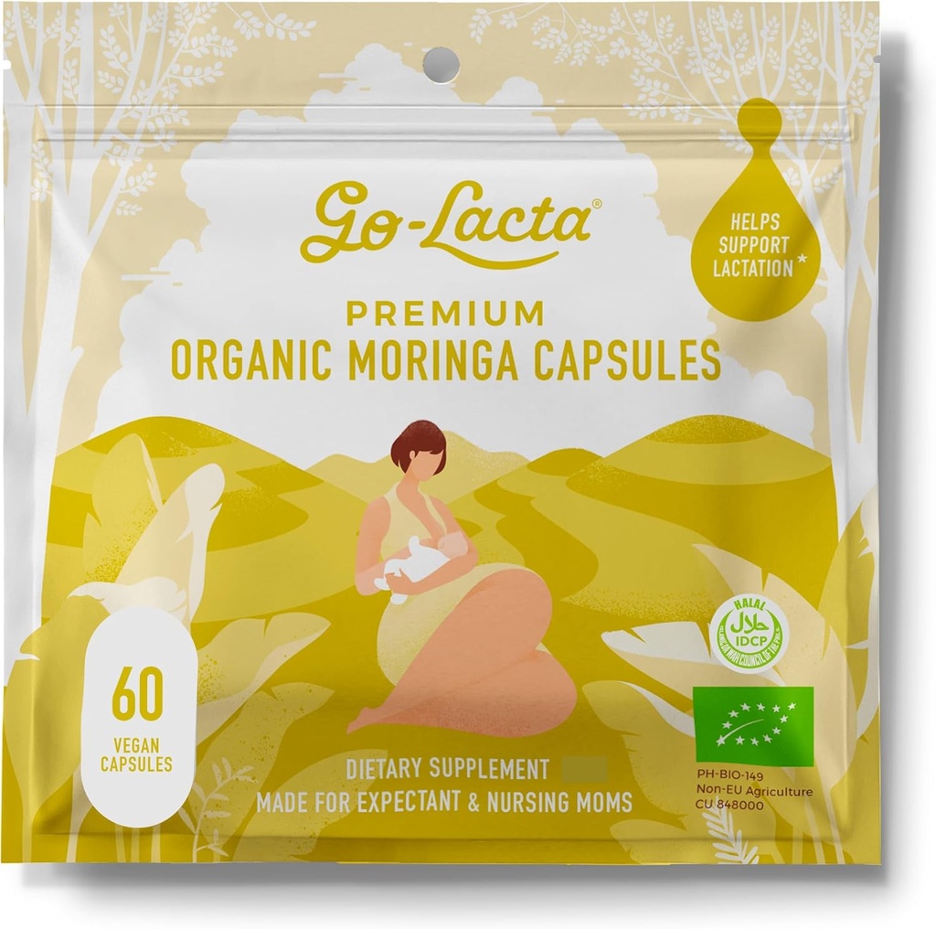 Go-Lacta® 100 % 유기 Moringa 캡슐 Breastfeeding 엄마 - 60 캡슐 - 순수 프리미엄 Postnatal 비타민 - 모유 수유 보충제 - 우유 공급을 증가 - 여성을위한 Postpartum 비타민