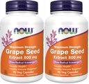 지금 보충 교재, 포도씨 추출물, 최대 힘 500 mg (90% 폴리페놀의 최소한을 가진 높게 집중된 추출물), 90 Veg 캡슐, 빨강/브라운, 0.25 파운드 (포장 2)