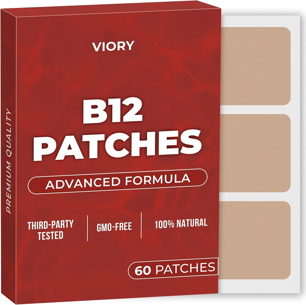 VIORY B12 Patch (Pack of 60) - 여성과 남성을위한 100 % 천연 패치 - Firming, Energy, Focus & Body Support - 향상된 포뮬러