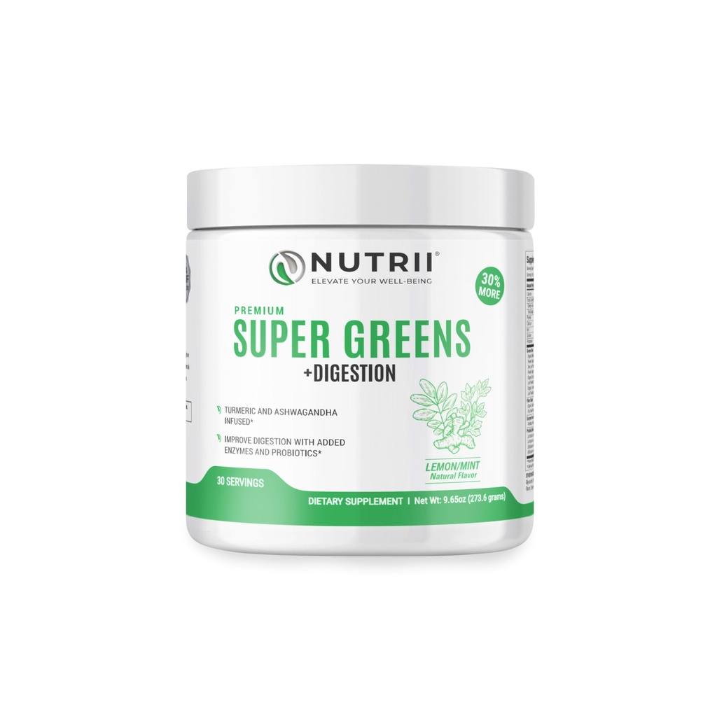 유기 녹색 Immunity Superfood 분말 - Soothes 소화, 건강한 활력과 에너지. Probiotics, Enzymes, Turmeric 및 Ashwagandha (30 서빙 레몬 민트)와 빠른 행동 공식