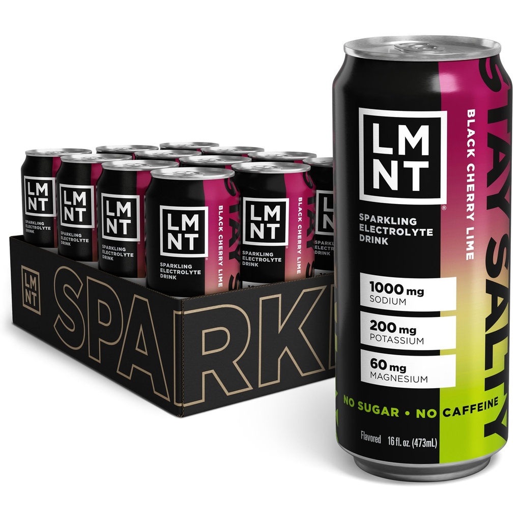 음료 LMNT 스파클링 일체형 음료 - Black Cherry Lime | 12-Count