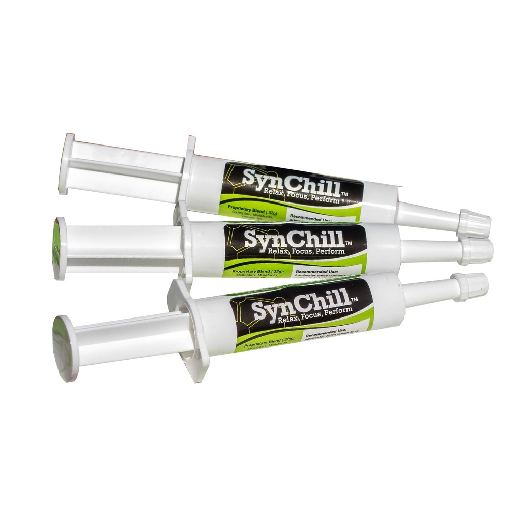 SynChill 구두 말 Calming 젤, 100% 자연적인 & 영양 보충교재, 실험실 입증된 결과, 미국 - 3 팩에서 만든 올림픽 전문가 & 수의사에 의해 찬성된 초점 & 성과를 위해 디자인해