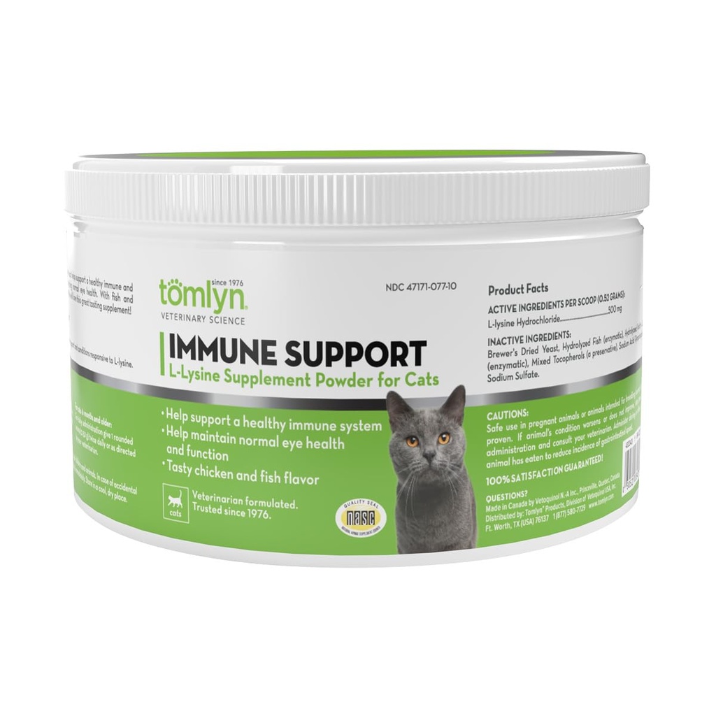 Tomlyn Immune 지원 매일 L-Lysine 보충교재, 고양이와 새끼 고양이, 3.5oz를 위한 물고기 잎 가루