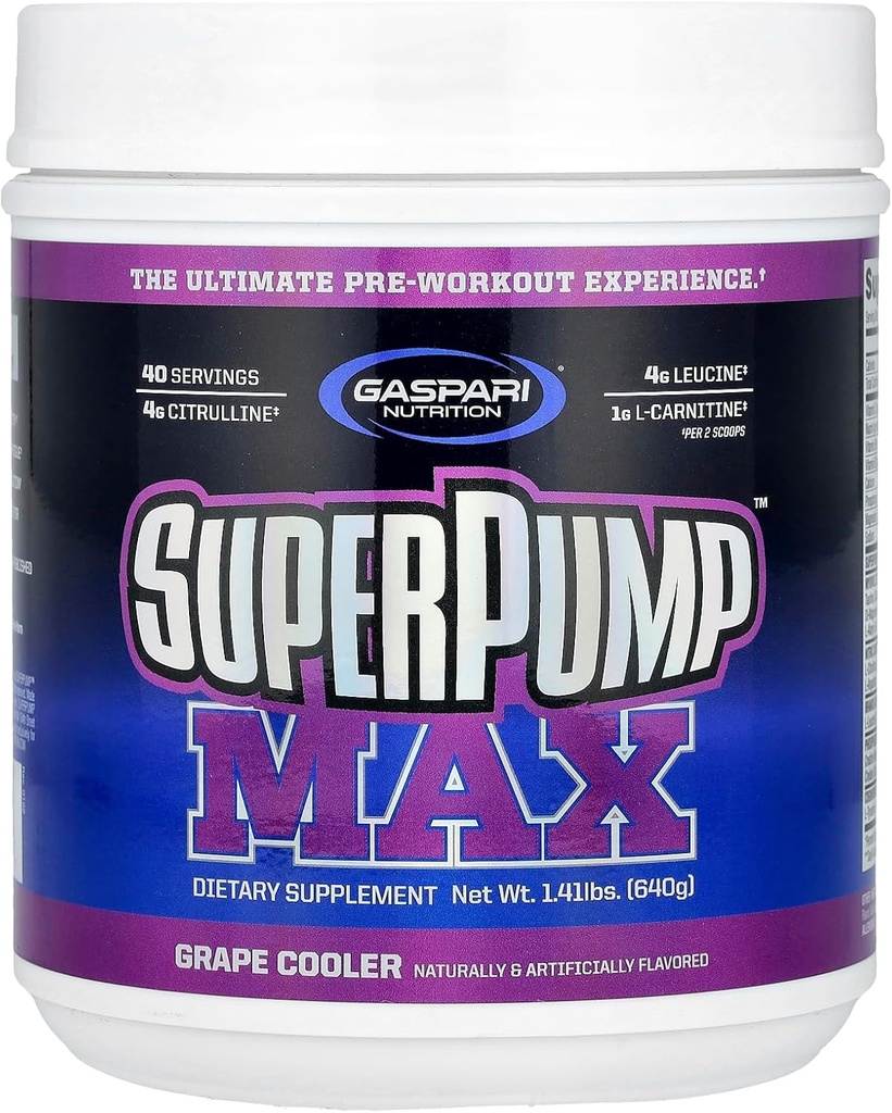 Gaspari 영양 SuperPump Max, 포도 쿨러, 1.41 파운드 (640 g)