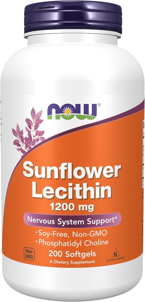 지금 음식 해바라기 Lecithin - Phosphatidyl Choline - 1,200 MG (200 Softgels)
