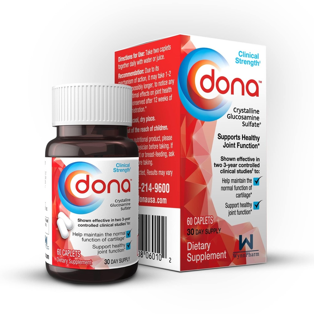 Dona 크리스탈 글루코사민 황산염, 750 Mg의 무릎 안락 & 합동 건강 지원, 750 Mg, 60 조사를 위한 합동 보충교재 알약