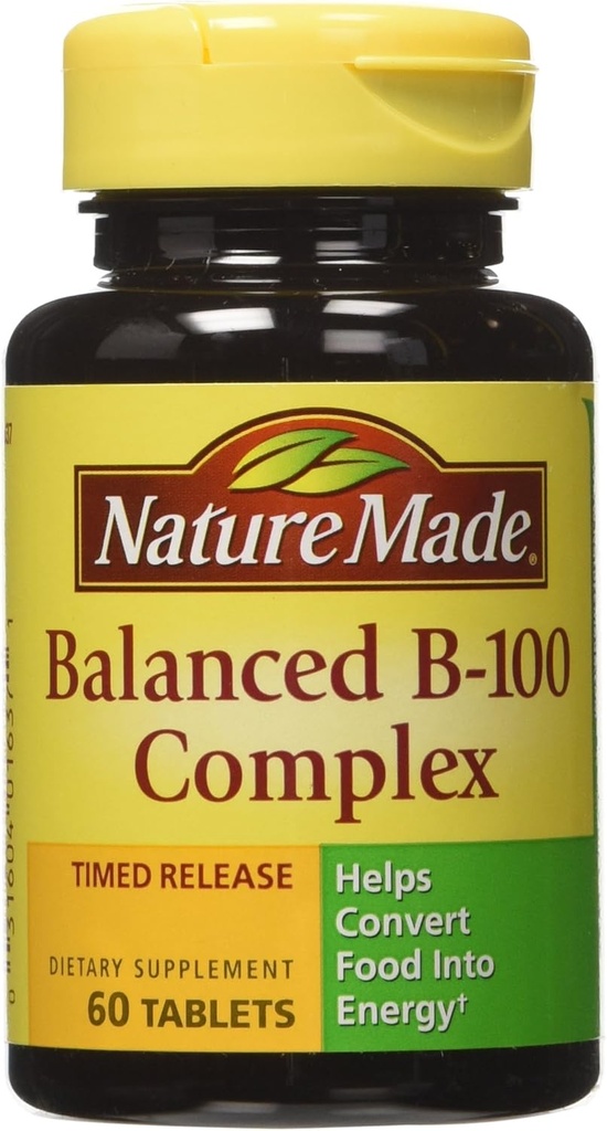 Nature Made B-100 Complex Time release Tablets, 대사 건강에 대한 60 개 (포장 3)