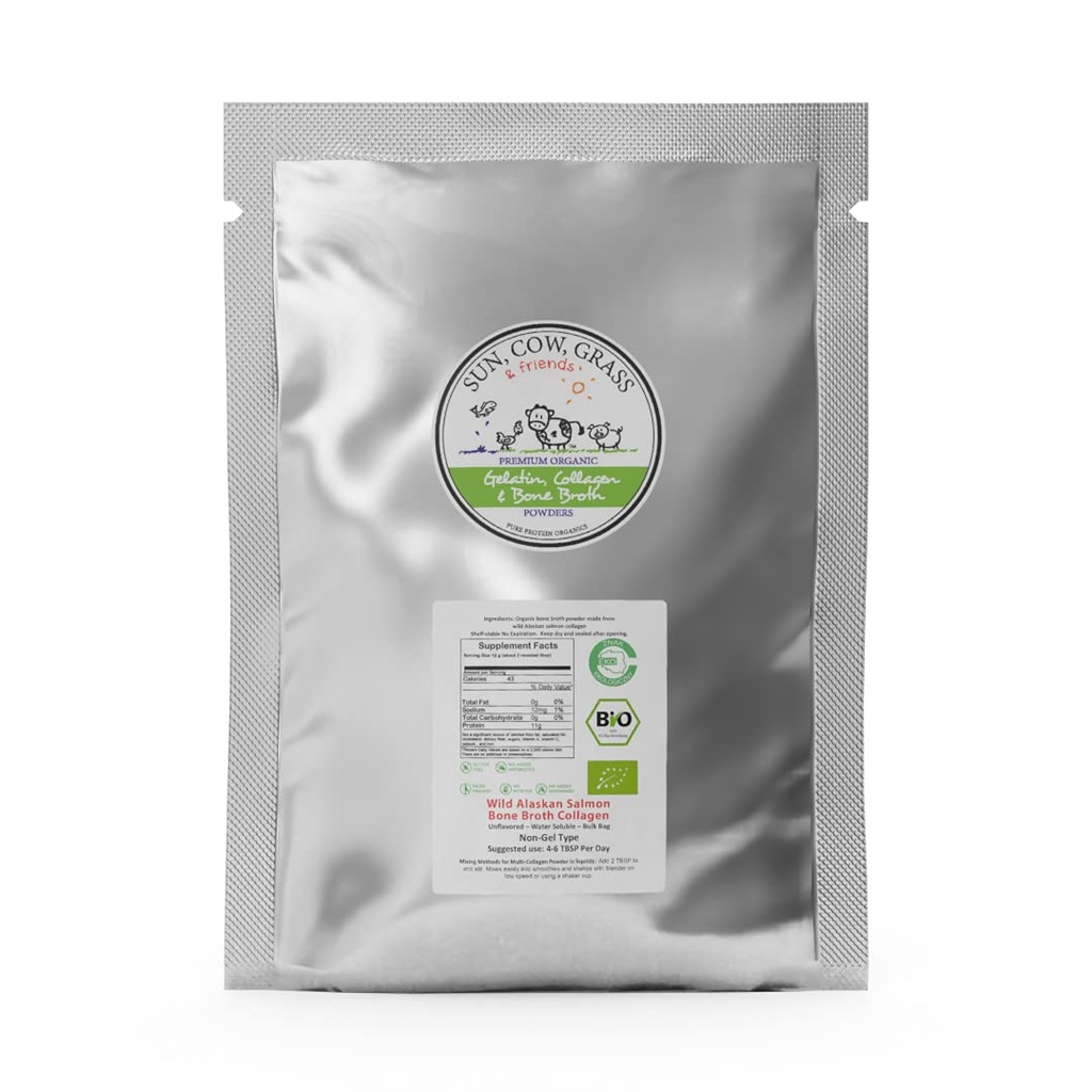 야생 알래스카 살몬 뼈 콜라겐 분말 5LB 순수한 단백질 비 유약 유형 - Unflavored, 아니 맛