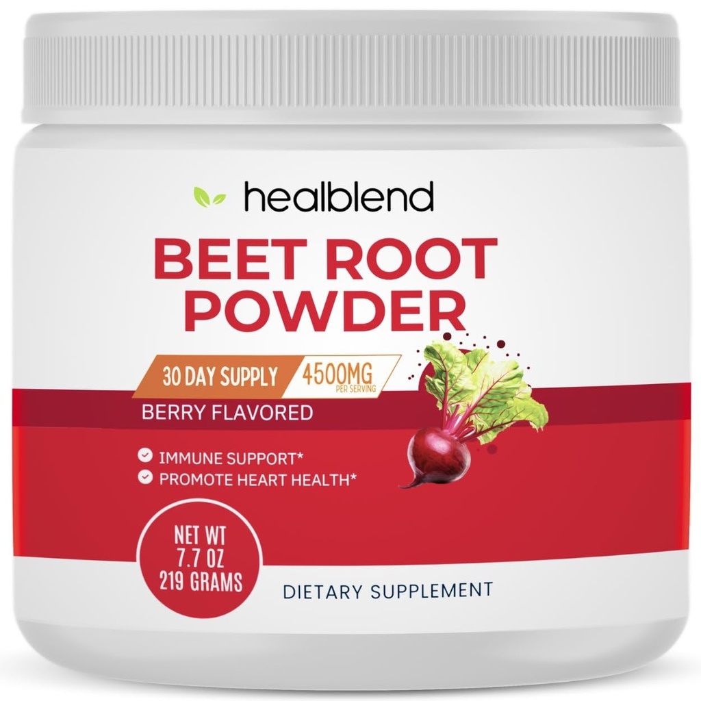 healblend 유기 사탕수수수 뿌리 분말 - 질화물, 건강한 혈압 지원, 혈액 순환 Superfood Blueberry 맛 - 30 서빙