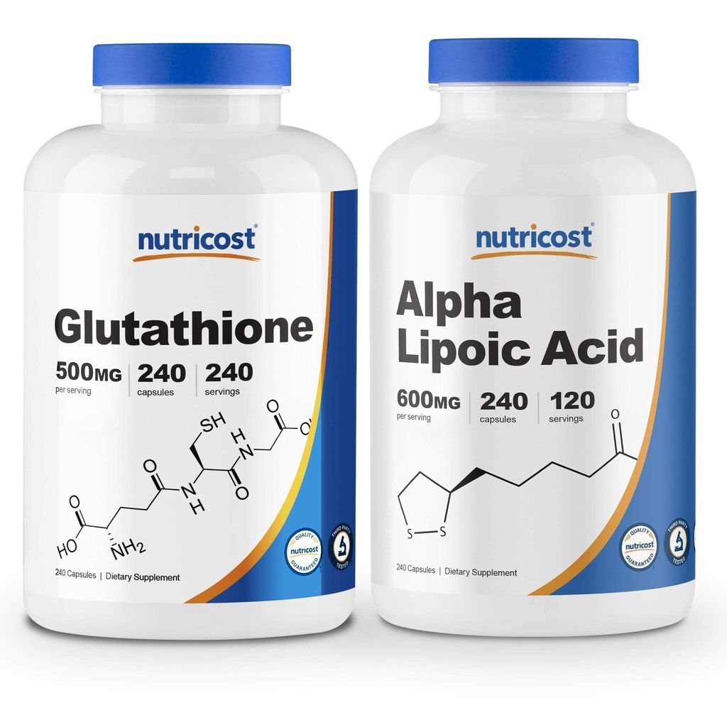 Nutricost 알파 Lipoic 산 600mg의 240의 모자 글루타티온 500mg의 240의 모자